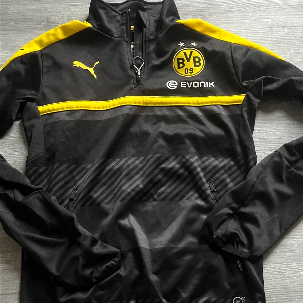 Puma Black and Yellow BVB 1/4 Zip Training Top